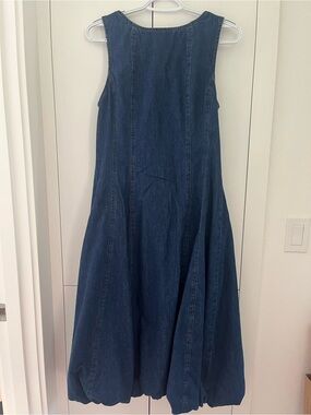 Denim Sleeveless Midi bubble hem Dress